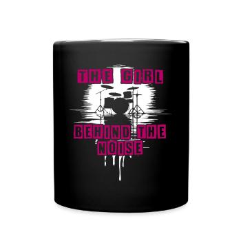 Lautes Mädchen lustiger Drummer Girl Spruch - Tasse einfarbig - Schwarz - Vorne