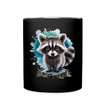 Süßer Waschbär - Tasse einfarbig - Schwarz - Vorne