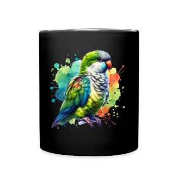 Monk Parakeet Gift - Full Colour Mug - black - Front