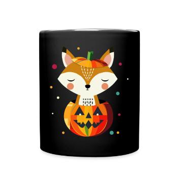 Halloween Pumpkin & Fox for Happy Halloween - Full Colour Mug - black - Front