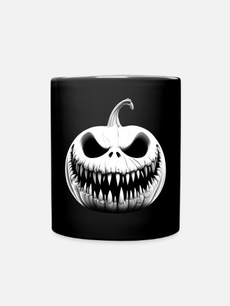 HAPPY HALLOWEEN MOTIF WITH HORROR PUMPKIN - Full Colour Mug - black
