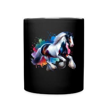 Shire Horse Geschenk Pferd - Tasse einfarbig - Schwarz - Vorne