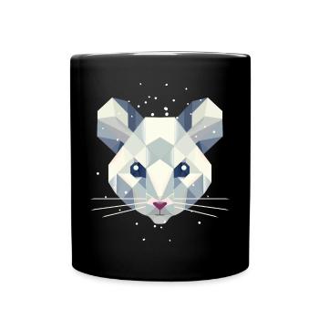Souris des neiges géométrique - Portrait d’animal d’hiver - Mug uni - noir - Devant