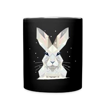 weißer Schneehase-Zeitlose Eleganz des Winters - Tasse einfarbig - Schwarz - Vorne