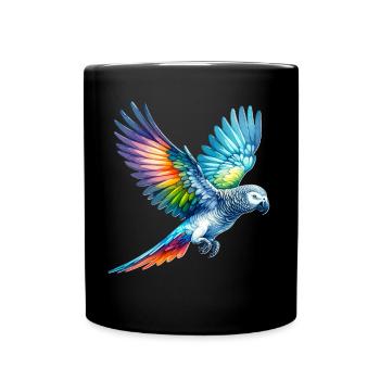 Graupapagei Geschenk - Tasse einfarbig - Schwarz - Vorne