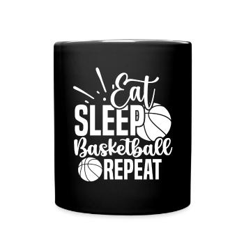 Eat sleep basketball repeat weiss - Tasse einfarbig - Schwarz - Vorne