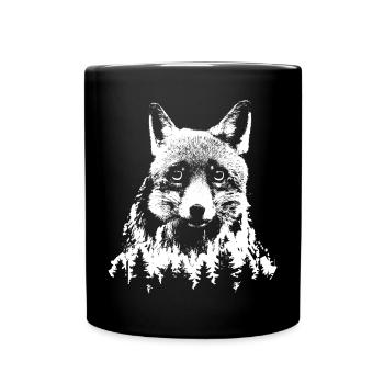 Fox Forest Tree Nature Foxes Outdoor Animals Icon - Full Colour Mug - black - Front