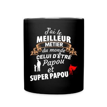 Humour et Fierté Papou Super Papa - Mug uni - noir - Devant