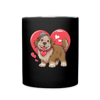 Newfoundland dog with a big heart - Full Colour Mug - black - Front