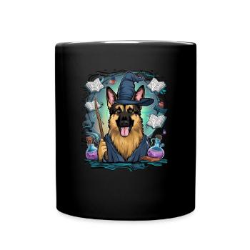 German Shepherd is magician with magic wand - Full Colour Mug - black - Front