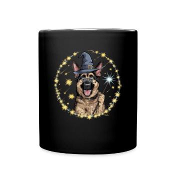 Le berger allemand est un magicien avec une baguette magique - Mug uni - noir - Devant