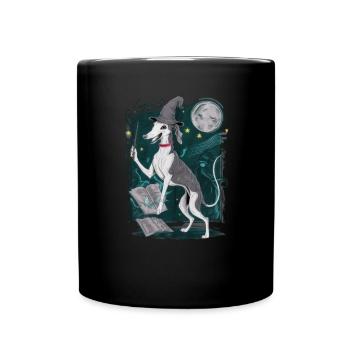 Magic Greyhound in Wizard Outfit for Wizard - Full Colour Mug - black - Front