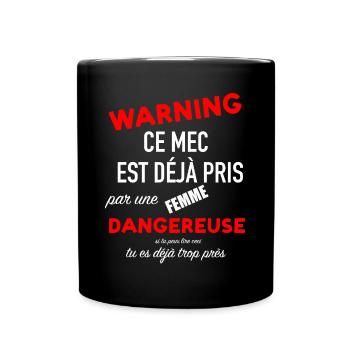 Humour homme couple femme jalouse saint valentin - Mug uni - noir - Devant