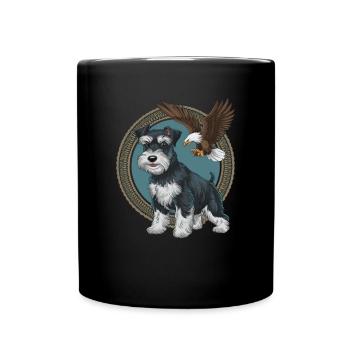 Miniature Schnauzer with majestic bald eagle - Full Colour Mug - black - Front