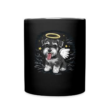 Zwergschnauzer als Engel - Tasse einfarbig - Schwarz - Vorne