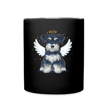 Zwergschnauzer als Engel - Tasse einfarbig - Schwarz - Vorne