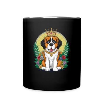 Süßer und lustiger Bernhardiner Cartoon Hund - Tasse einfarbig - Schwarz - Vorne