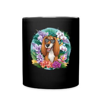 Lévrier afghan aux fleurs colorées - Mug uni - noir - Devant
