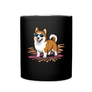 Motif de chien de dessin animé avec laponie finlandaise - Mug uni - noir - Devant
