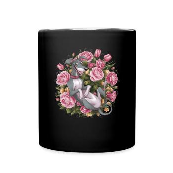 Italienisches Windspiel Hund mit Rosen und Tulpen - Tasse einfarbig - Schwarz - Vorne