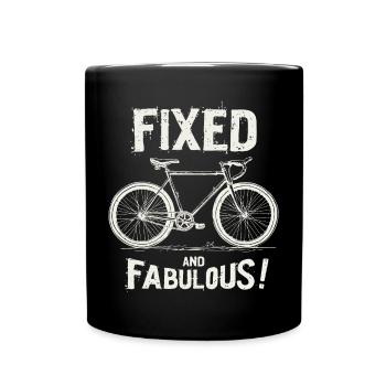 Fixies Fan, Urban Bicycle City Style bike design - Full Colour Mug - black - Front