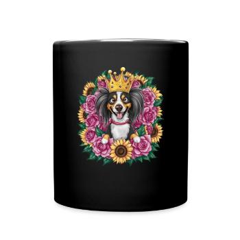 Sweet Nederlandse Kooikerhondje avec couronne, roses - Mug uni - noir - Devant