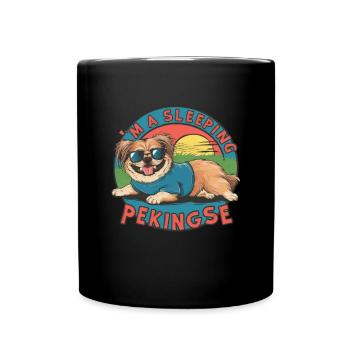 Süßer schlafender Pekinese für Hundeliebhaber - Tasse einfarbig - Schwarz - Vorne