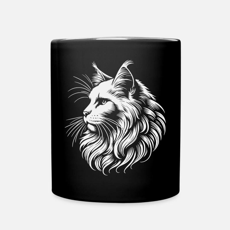tête de chat maine coon - Mug uni - noir