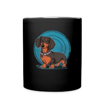 Cooler Cartoon Dackel - Tasse einfarbig - Schwarz - Vorne