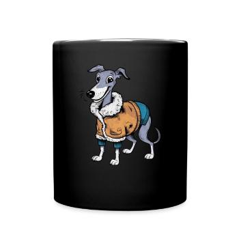 Lévrier drôle dans la conception de dessin animé - Mug uni - noir - Devant