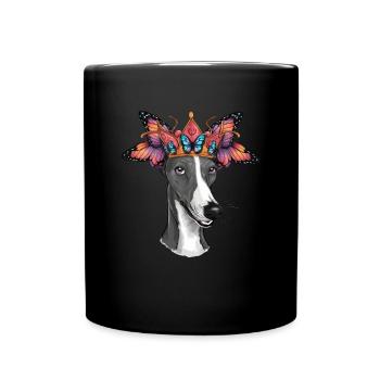 Lévrier en carton avec papillon - Mug uni - noir - Devant