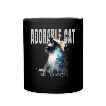 Adorable Cat - Whiskers in Art - Full Colour Mug - black - Front