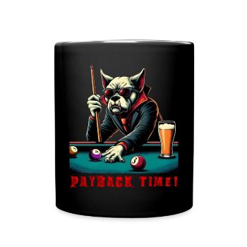 Angry billiard playing dog vampire vintage, retro - Full Colour Mug - black - Front