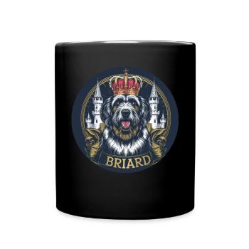 Royal Briard Dog with Crown and Lock - Full Colour Mug - black - Front