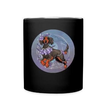 Chien Setter Irlandais mignon avec des fleurs - Mug uni - noir - Devant