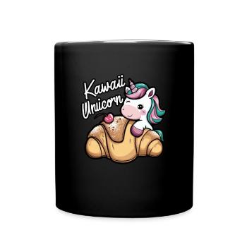 Licorne Kawaii avec croissant - Mug uni - noir - Devant