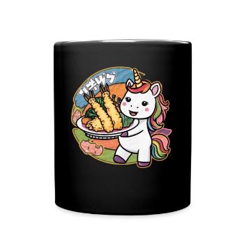Licorne Kawaii avec Tempura de Crevettes - Mug uni - noir - Devant