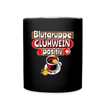 Blutgruppe Glühwein | Weihnachtsgeschenk - Tasse einfarbig - Schwarz - Vorne