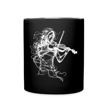 Violinistin Line Art - Tasse einfarbig - Schwarz - Vorne