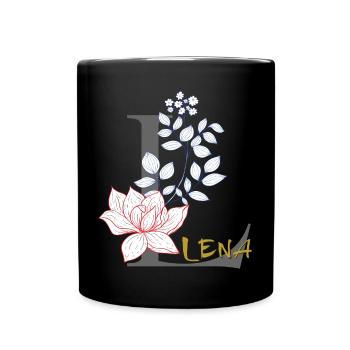 Initiale Buchstabe Lena - Tasse einfarbig - Schwarz - Vorne