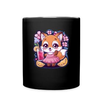 Renard à la limonade, citron, fleur de cerisier - Mug uni - noir - Devant