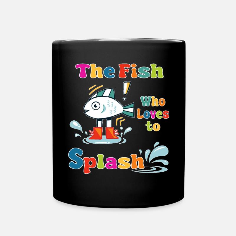 Le poisson qui adore barboter - Mug uni - noir