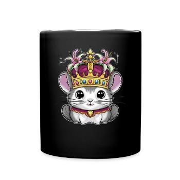 Chinchila Kawaii Royal avec Couronne et Lillia - Mug uni - noir - Devant