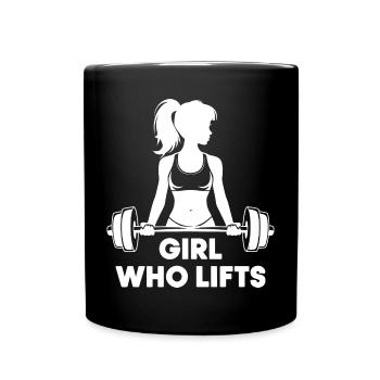 Bodybuilder Gym Girl Barbell Power Beauty - Full Colour Mug - black - Front