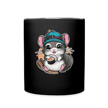 Chinchilla kawaii avec sushi japonais - Mug uni - noir - Devant