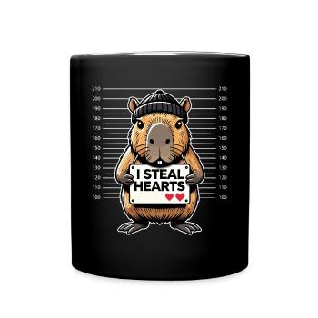 I Steal Hearts – Drôle de Capybara pour la Saint-Valentin - Mug uni - noir - Devant