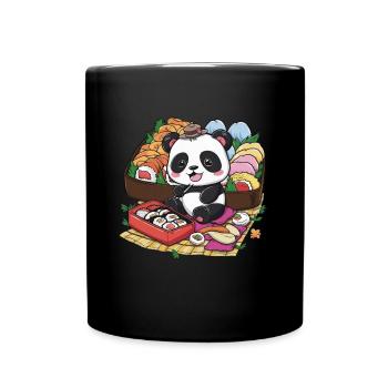 Red Kawaii Panda with Lunch Box - Full Colour Mug - black - Front