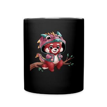 Panda roux avec dragon chinois - Mug uni - noir - Devant
