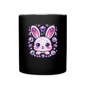 Kawaii Häschen im Cartoon Stil - Tasse einfarbig - Schwarz - Vorne