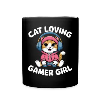 Chat Loving Gamer Girl - Mug uni - noir - Devant